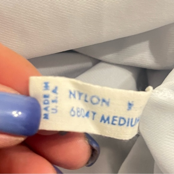 New Vintage Van Raalte Opaquelon Blue Half Slip Pleated Lace Trim Size Medium - Picture 8 of 8